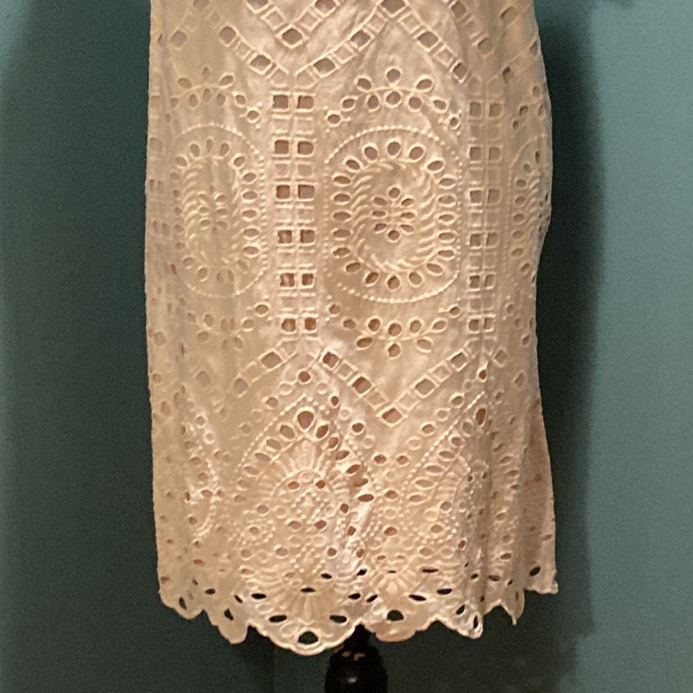 Loft NWT Pale Pink One Shoulder Cotton Eyelet Dress Size 4 - Picture 3 of 16